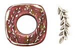 Humble Beads Polymer Clay Mulberry Square Toggle Clasp 27-29, 26mm bar