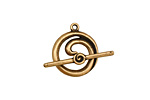 Antique Brass (plated) Simple Spiral Toggle Clasp 18x16mm, 24mm bar