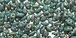 Turquoise Copper Picasso SuperDuo 2x5mm Seed Bead