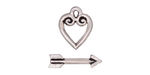 TierraCast Antique Silver (plated) Heart & Arrow Toggle Clasp 14x11mm