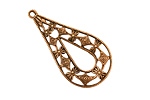 Stampt Antique Copper (plated) Dragonflies & Diamonds Filigree Drop 18x35mm