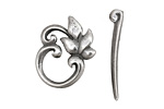 Antique Silver (plated) Ivy Leaf Toggle Clasp 22x19mm, 29mm bar