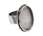 Nunn Design Antique Silver (plated) Large Ornate Oval Bezel Adjustable Ring 24x30mm