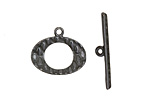 Gunmetal Textured Oval Toggle Clasp 16x19mm, 27mm bar