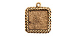 Nunn Design Antique Gold (plated) Mini Ornate Square Bezel Pendant 16x20mm