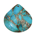 Blue Agate & Pyrite Teardrop Pendant 40mm