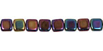 Czech Glass Iris Blue 2-Hole Tile 6mm
