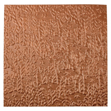 Lillypilly Antique Flower Garden Embossed Patina Copper sheet 3"x3", 36 gauge