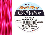 Soft Flex Silver Plated Fuchsia Craft Wire 20 gauge, 25 ft