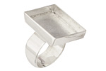 Silver (plated) Adjustable Ring Square Bezel 21mm