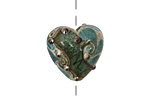 Grace Lampwork Ocean Blue w/ Silver Foil Heart 19-20mm