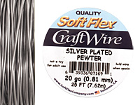 Soft Flex Silver Plated Pewter Craft Wire 20 gauge, 25 ft
