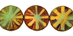 Czech Glass Citrus Zest Flower Window Coin 18mm