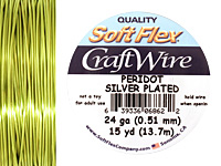 Soft Flex Silver Plated Peridot Craft Wire 24 gauge, 15 yards