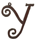 The Lipstick Ranch Rusted Iron Letter Y Pendant 48x52mm
