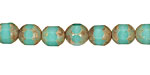 Czech Glass Turquoise Picasso Faceted Barrel 8x7mm