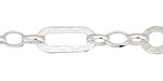 Silver (plated) Patterned Oval & Ring w/ Horse Eye Chain