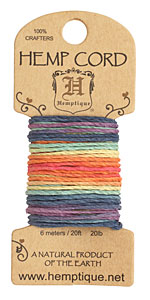 Rainbow Hemp Twine 20 lb, 20 ft
