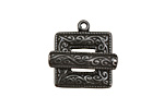 Gunmetal Scroll Square Toggle Clasp 22x18mm, 21mm bar