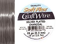 Soft Flex Silver Plated Charcoal Craft Wire 28 gauge, 15 yards
