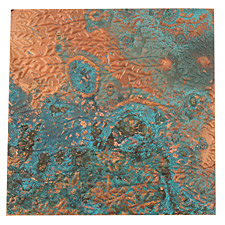 Lillypilly Azul Flower Garden Embossed Patina Copper Sheet 3"x3", 36 gauge