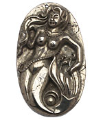 Golden Pyrite (silver tone) Carved Mermaid Pendant 34x58mm