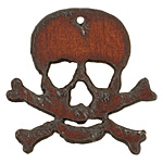 The Lipstick Ranch Rusted Iron Skull & Crossbones Pendant 46x43mm