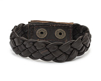 Brown Leather Braided Cuff 7/8"