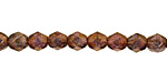 Czech Fire Polished Glass Luster Transparent Gold/Smoky Topaz Round 6mm