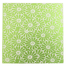 Lillypilly Lime Green Daisy Anodized Aluminum Sheet 3"x3", 24 gauge