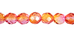 Czech Fire Polished Glass Dual Coated Fuschia/Cantaloupe Round 8mm