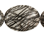 Black Water Jasper Flat Oval 40x30mm