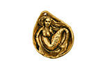 Green Girl Gold (plated pewter) Mermaid Clamshell 20x24mm