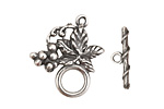 Antique Silver (plated) Grape Vine Toggle Clasp 27x24mm, 20mm bar