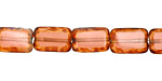 Czech Glass Milky Translucent Pink Picasso Rectangle 12x8mm