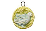 Gaea Ceramic Hand Painted Robin Egg/Lime Bird Frame 28x33mm