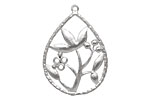 Ezel Findings Rhodium (plated) Lotus Drop 22x31mm