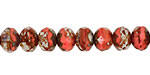 Czech Glass Pink Silk Quartz Picasso Fire Polished Rondelle 6x9mm