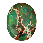 Dark Emerald Impression Jasper Oval Pendant 35x45mm