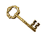 Stampt Antique Gold (plated) Fancy Skeleton Key 44x18mm