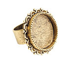 Nunn Design Antique Gold (plated) Large Ornate Circle Bezel Adjustable Ring 28mm