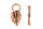 Antique Copper (plated) Simple Leaf Toggle Clasp 26x13mm