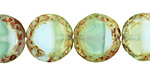 Czech Glass Peruvian Opal Tribal Coin 16mm
