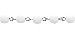 Czech Fire Polished Chalk White Faceted Round Silver (plated) Bead Chain