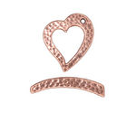 TierraCast Antique Copper (plated) Hammered Heart Toggle 21x18mm, 27mm bar