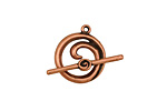 Antique Copper (plated) Simple Spiral Toggle Clasp 18x16mm, 24mm bar