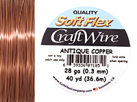 Soft Flex Non-Tarnish Antique Copper Craft Wire 28 gauge, 40 yards