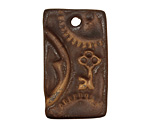Earthenwood Studio Ceramic Bronze Pewter Gear Pendant 22x37mm