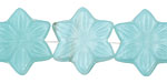 Czech Glass Aqua 6 Petal Flower 18mm