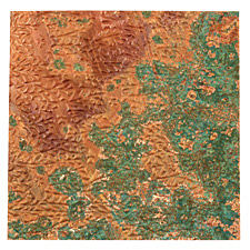 Lillypilly Verde Flower Garden Embossed Patina Copper Sheet 3"x3", 36 gauge